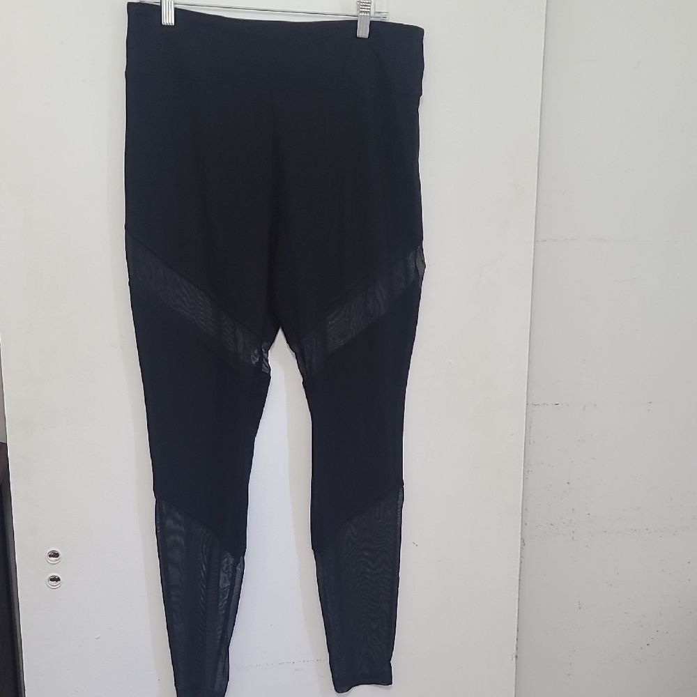 Black Leggings with Mesh Panels
